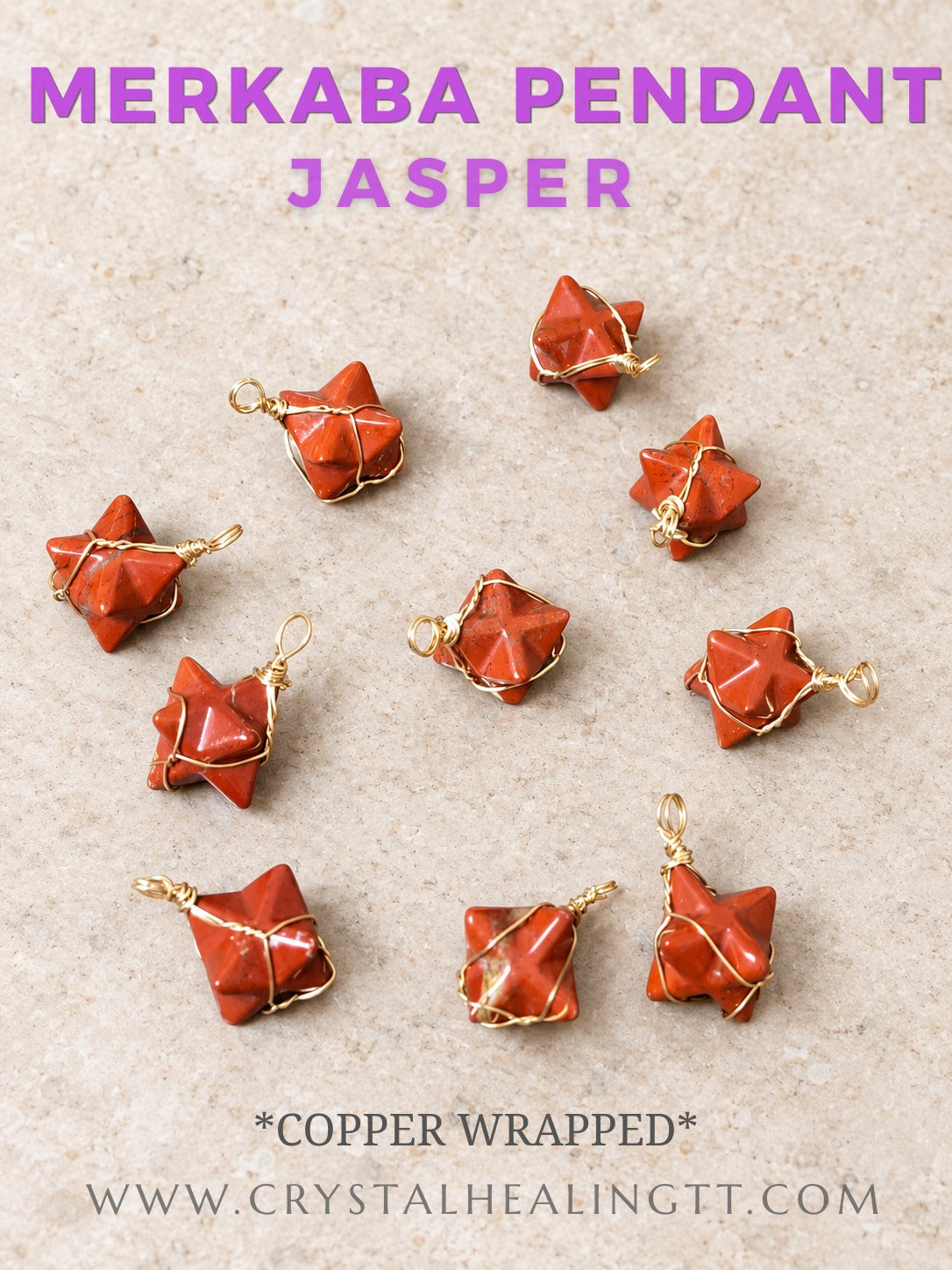Jasper Merkaba Pendant- Copper Warpped