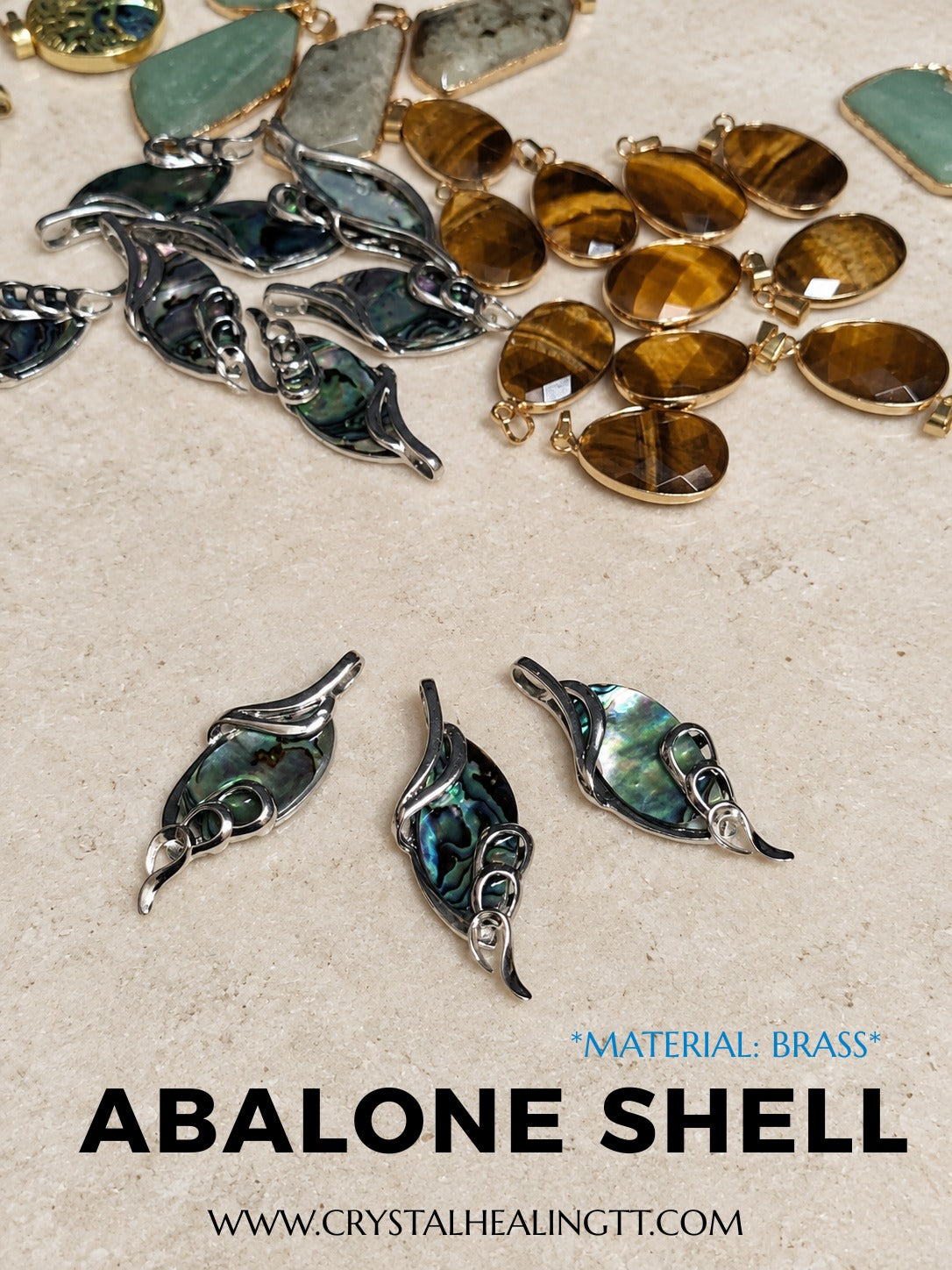 Abalone Shell Pendant- Brass