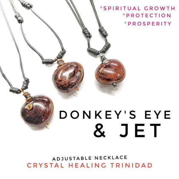 Adjustable Donkey's Eye And Jet Necklace