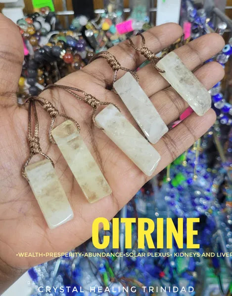 Adjustable Pull String Citrine Necklace