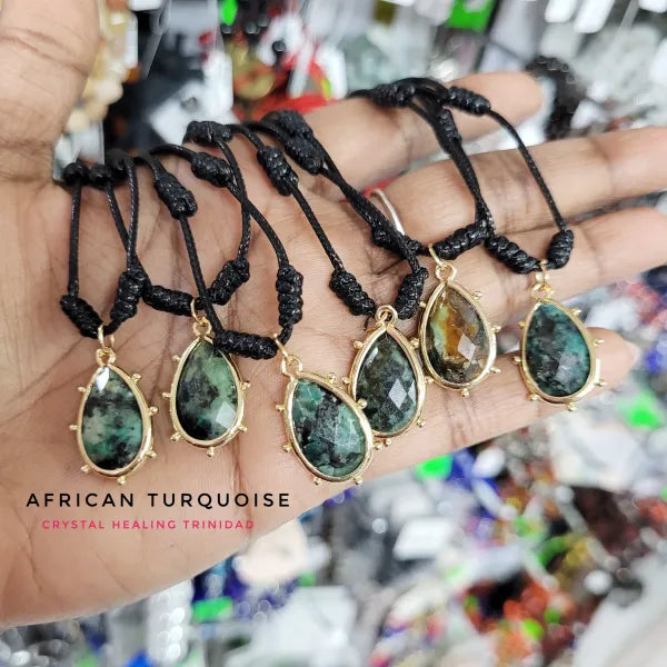 African Turquoise With Adjustable Necklace