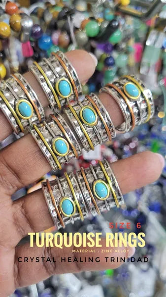 Alloy Turquoise Rings - Size 6