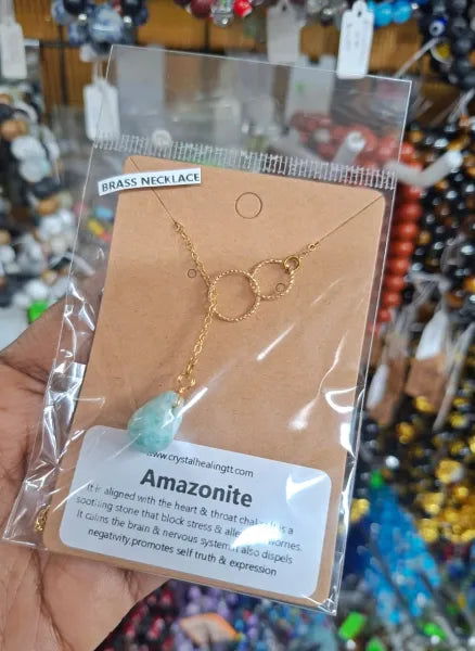 Amazonite Necklace-Brass
