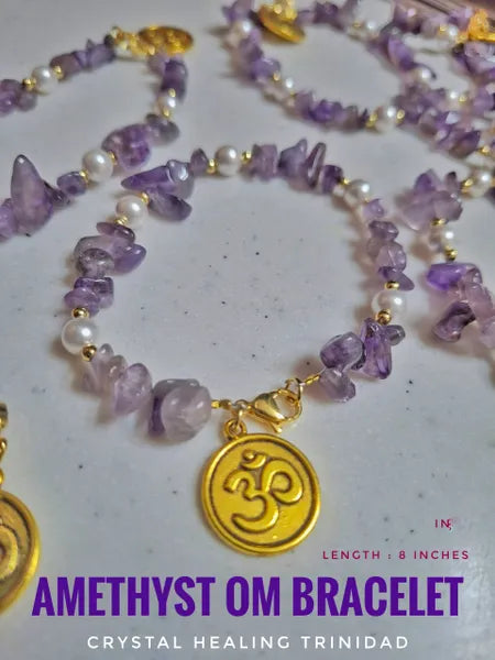 Amethyst Bracelet - Om Charm
