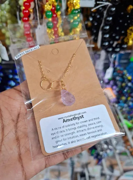 Amethyst Necklace-Brass
