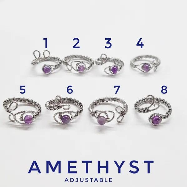 Amethyst Ring - (Stainless Steel)