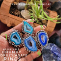 Blue Druzy Agate Rings- Adjustable
