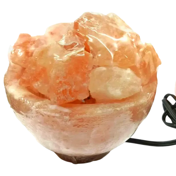 Bowl with Chunks Pink Himalayan Pink Lamp - 6.5 x 19 Inches