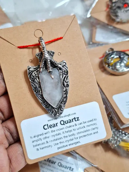 Clear Quartz Dragon Claw Pendant
