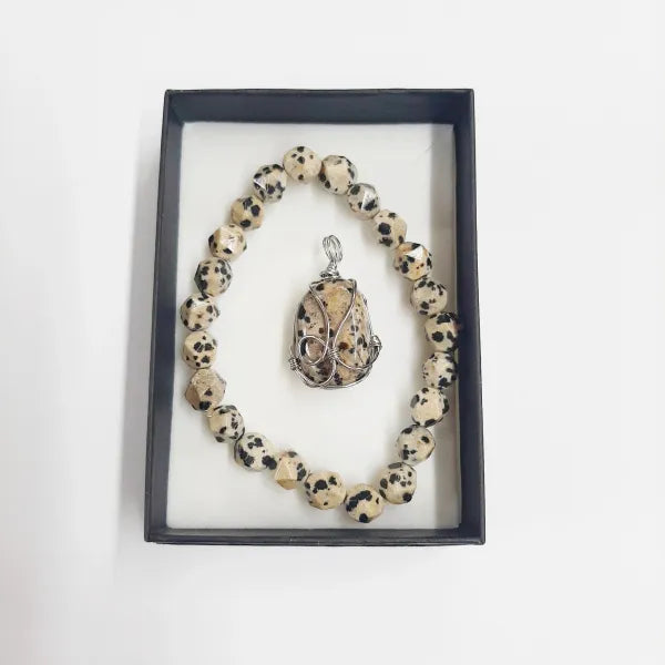 Dalmation Jasper - Bracelet And Pendant Set