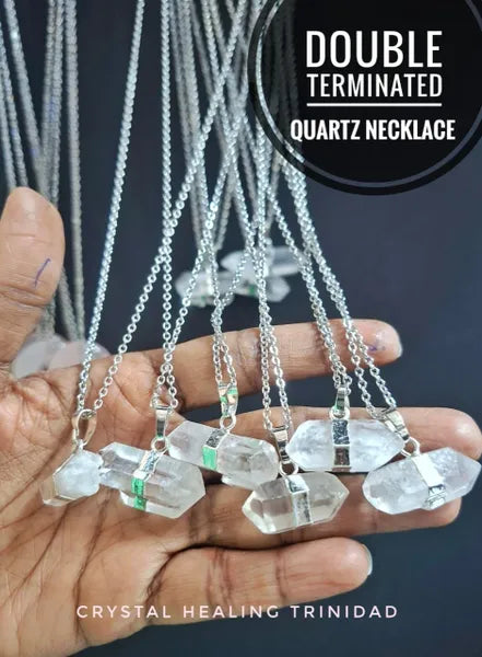 Double Terminated Quartz Necklace- Stainless Steel