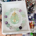 Fluorite Pendant & Bracelet Set- Stainless Steel