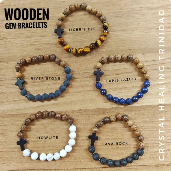 Wooden/Gem Cross Bracelets