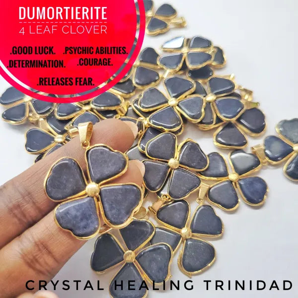 Good Luck 4 Leaf Clover Dumortierite Pendant