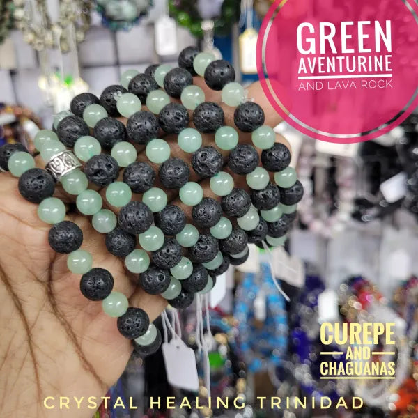 Green Aventurine and Lava Rock Bracelets
