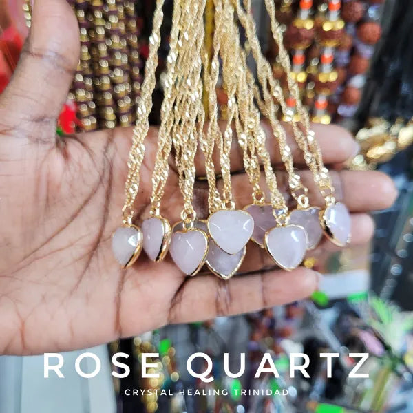 Heart Rose Quartz- Stainless Steel Necklace