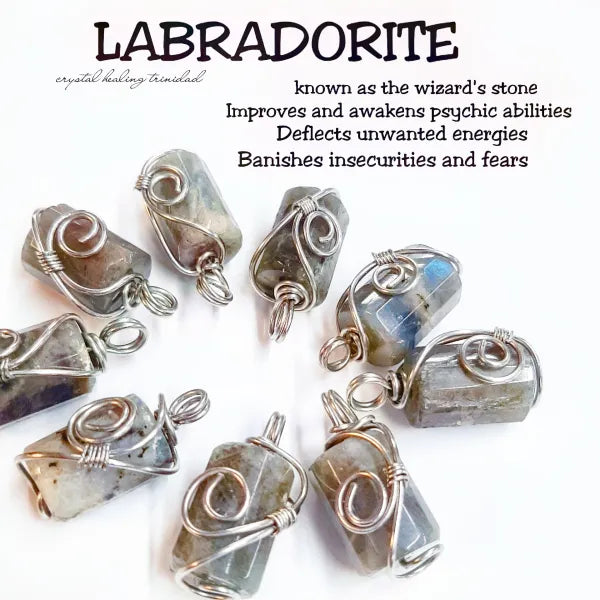 Labradorite wrapped with stainless