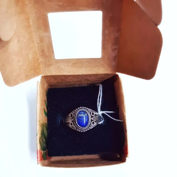 Lapis Lazuli Ring -brass size 7