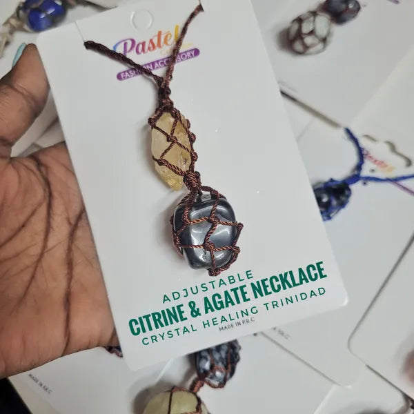 Macrame Black Agate & Citrine