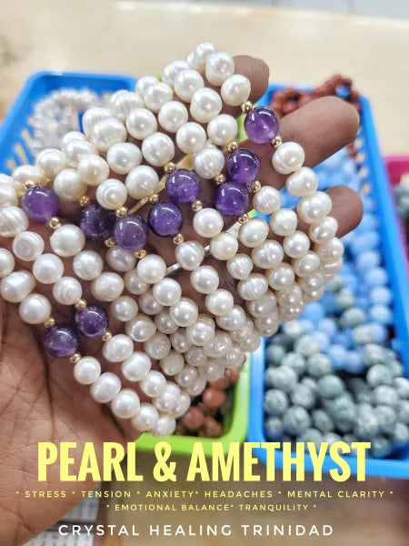 Pearl & Amethyst - Stretch Bracelet