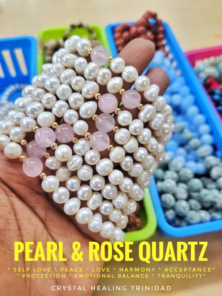 Pearl & Rose Quartz- Stretch Bracelets