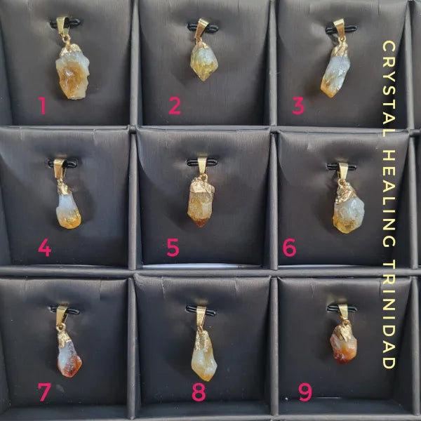 Pointed Citrine Pendant - Raw