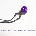Purple Agate With Druzy- adjustable necklace