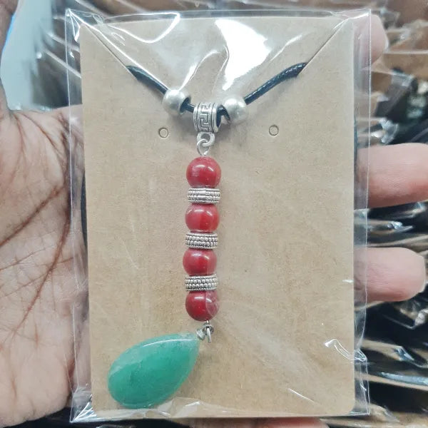 Red coral and green quartz