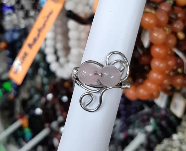 Rose Quartz Ring Stainless Steel (Size-5)