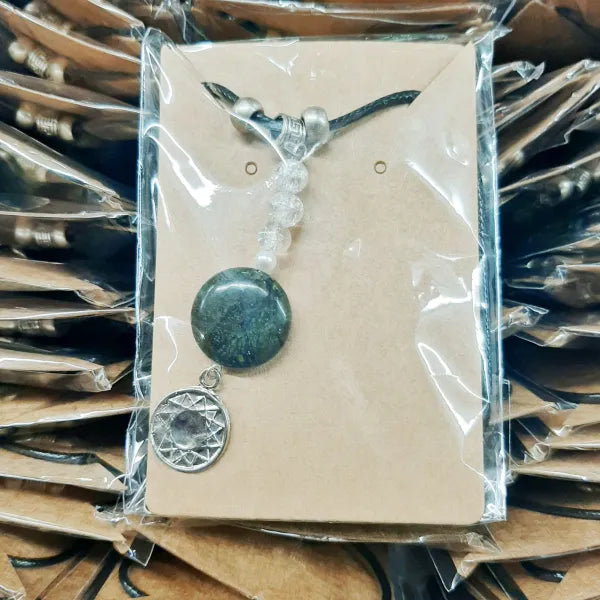 Serpentine and clear quartz