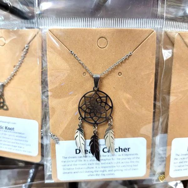 Silver Dreamcatcher Necklace Stainless Steel