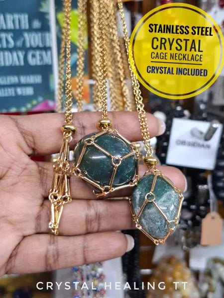 Stainless Steel Crystal Cage Necklace