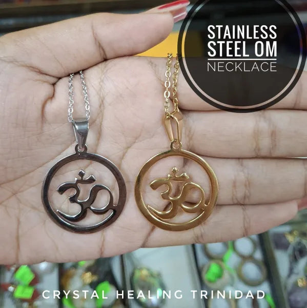 Stainless Steel Om Pendant And Necklace