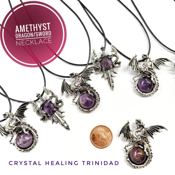 Amethyst Dragon /Sword Necklace