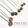 Tiger's Eye Pendant On Stainless Steel Necklace