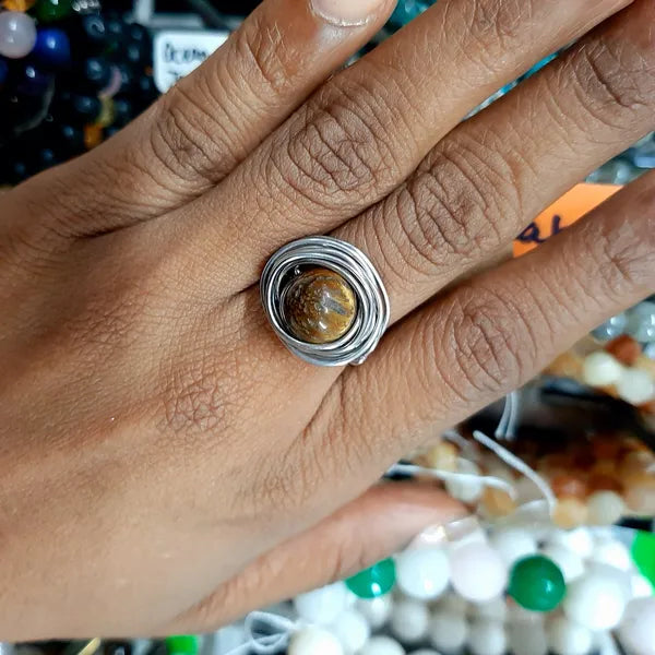 Tiger's Eye stainless steel (size 7-8)