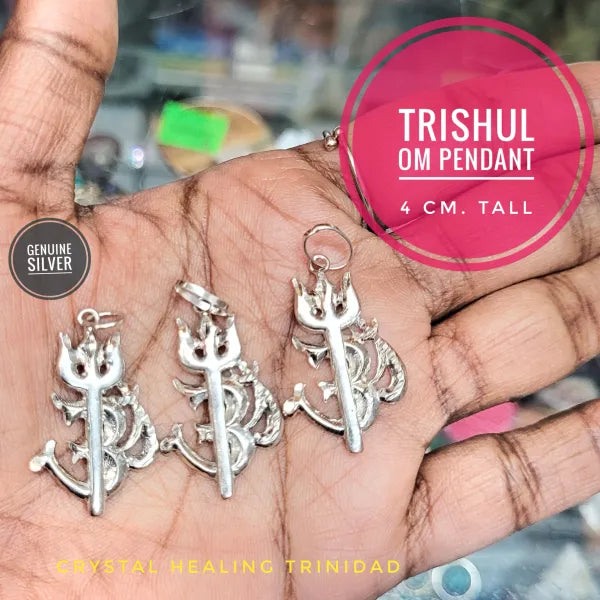 Trishul Om Silver Pendant