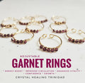 Wire Wrapped Garnet Adjustable Rings