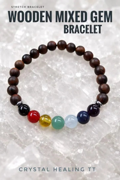 Wooden Mixed Gem Bracelet