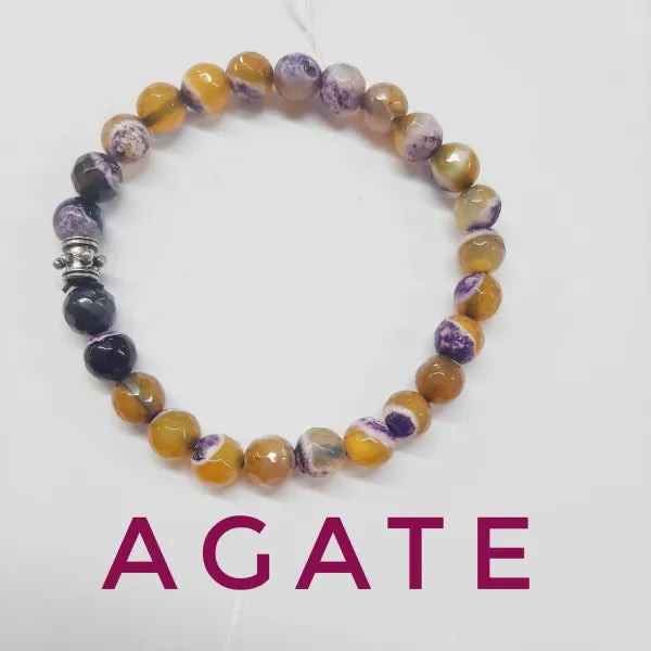 Yellow And Purple Agate Bracelet